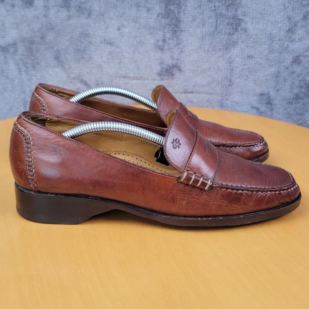 Cole Haan Country Penny Loafers Women's 8AA Brown Leather Shoes Made in Brazil